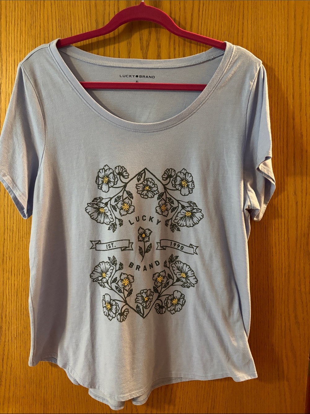Lucky Brand Lavender Floral Graphic Short Sleeve Tee
